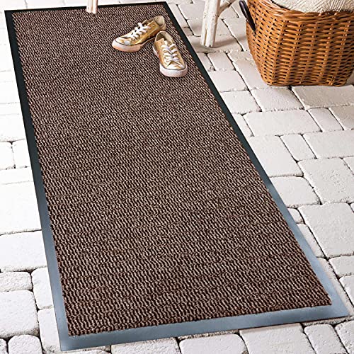 TrendMakers Door Mat Dirt Stopper Carpet Runner 70cm x 240cm Beige/Black PVC Back For Home Office Kitchen Mats Home/Office/Kitchen