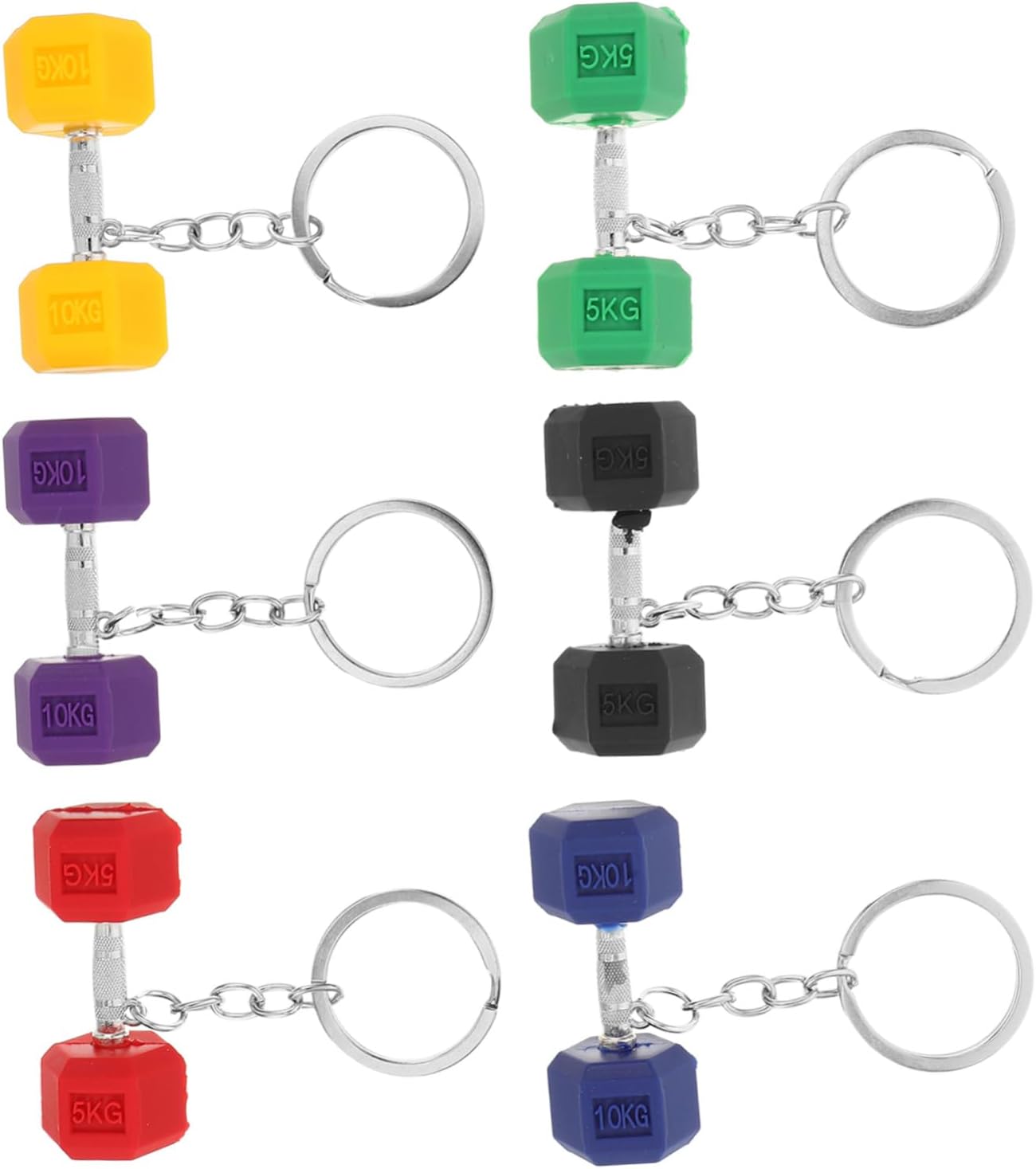 HANABASS 6pcs Dumbbell Keychain Set with Colorful Pvc Pendant Mini Gym Fitness Weightlifting Workout Sports Keyrings for Women and Men Gym Bag Accessories