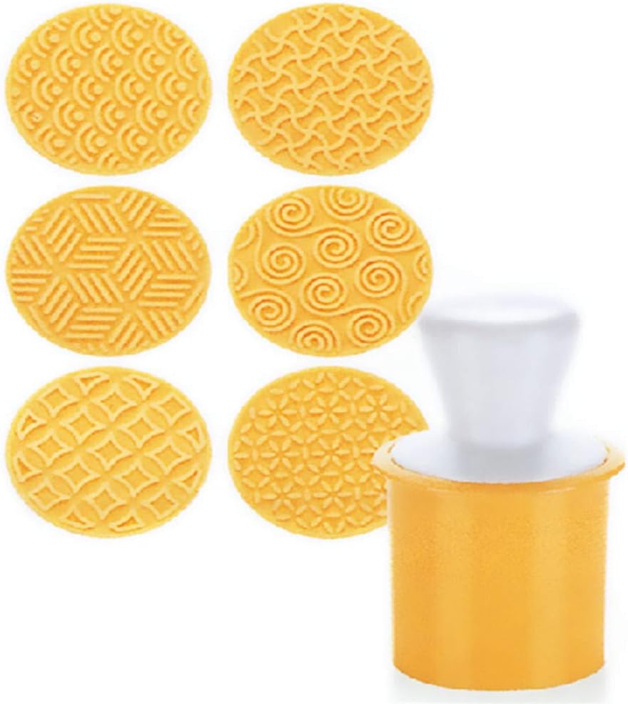 Silicone Biscuit Stamp Set Cookie Press 6Pcs Biscuit Cutter Mold Set Pastry Mold DIY Baking Decoration Tools Kitchen Gadgets Accessories Supplies (Yellow),Yellow