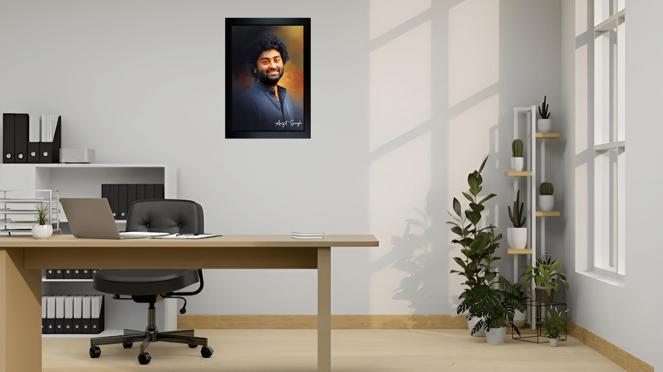 CrowdHall Arijit Singh Photo Frame | Arijit Singh Poster | Arijit Singh Painting With Frame Wall Art for Living Room, Home Decor, Bedroom, Office. (Size 10 X 13.5 IN) 1