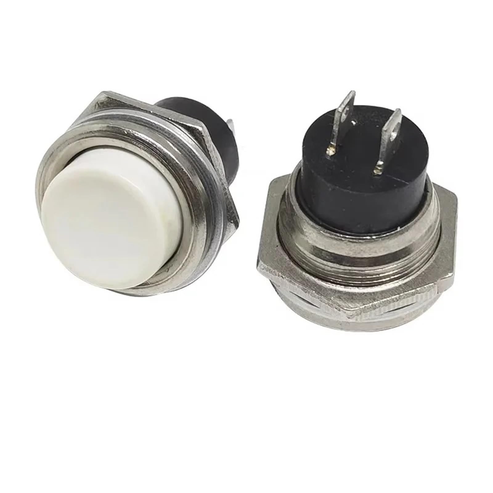 Interruptor Basculante‌ 5/20 interruptores pulsadores momentáneos de 16 mm, Redondos, de 2 Pines, DS-212, eléctricos. Botonera Elevalunas(White,20pcs)