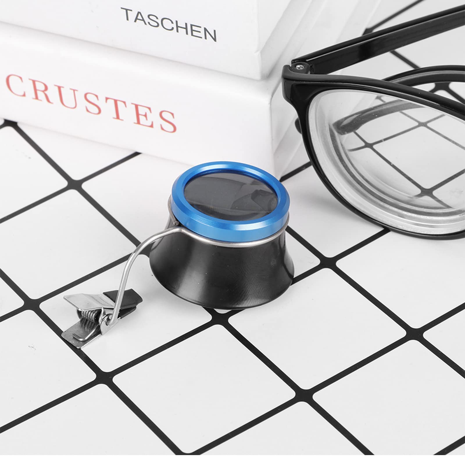 BXT Clip-On 20X Magnifier, Aluminum Alloy & Acrylic Optical Lens, Portable Loupe for Jewelry Watch Repair, Reading Tool, Black