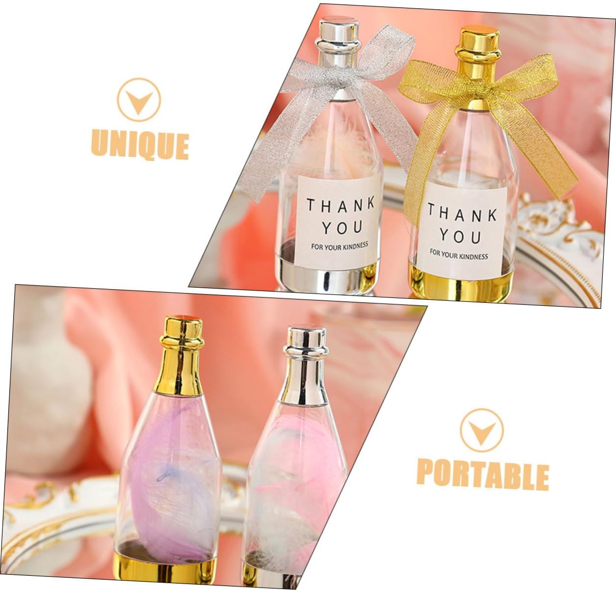 20pcs Bottle Shaped Candy Containers Wedding Party Favors for Guests Large Gold Sparkling Wine Bottle Candy Boxes Bridal Shower Sugar Cases