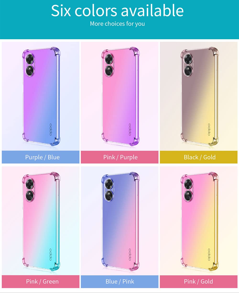 Cover SEAHAI Per Oppo A17 / A17K | Custodia In TPU Morbida A Colori Sfumati | Ultra Sottile, Antiurto E Antigiallo | Ricarica Wireless