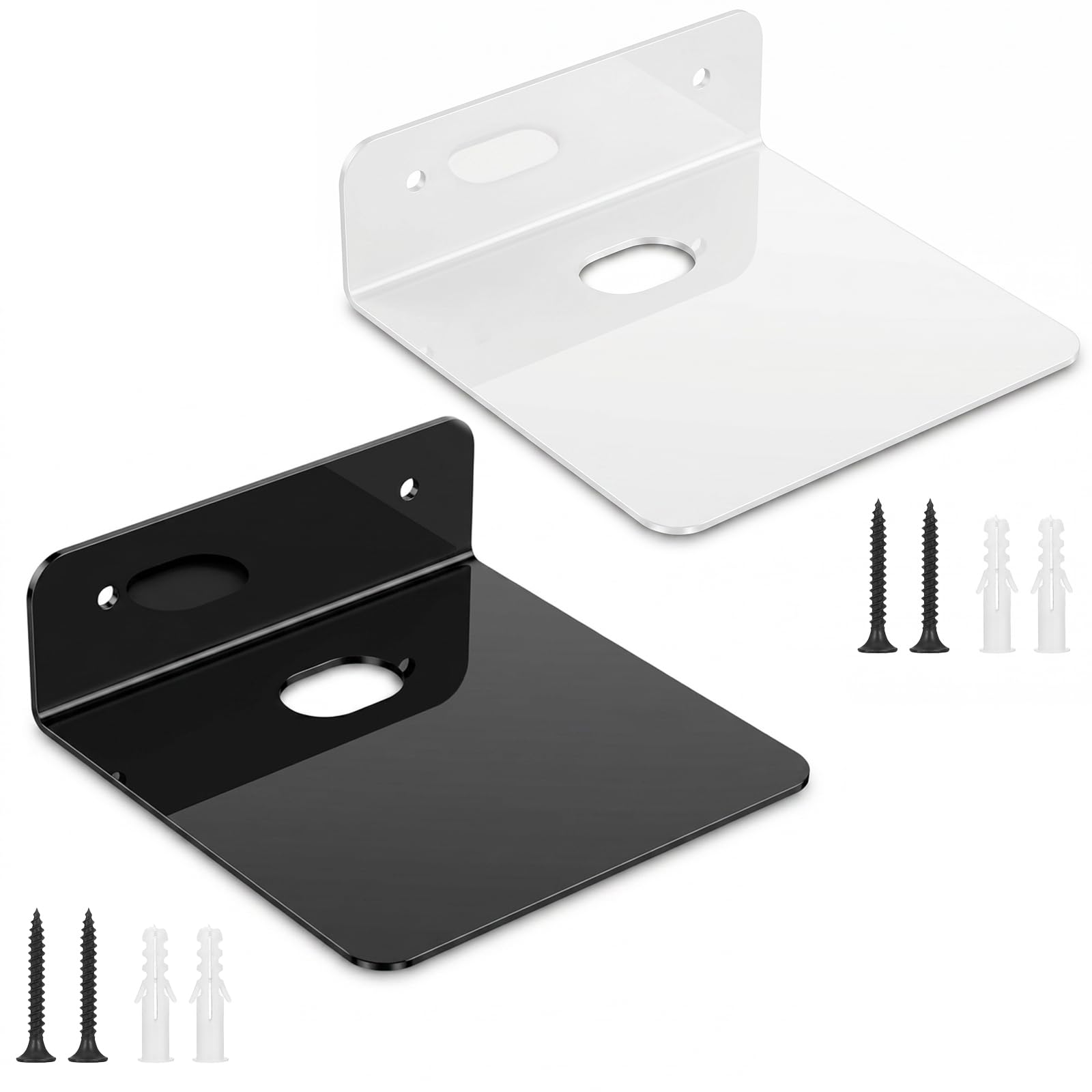 Bruislard 2 Pcs Black Small Shelf 5 Inch Acrylic Floating Shelves Matte Black Display Shelves with Screw Caps Small Wall Mounted Shelf for Modern Home and Office Storage(Black White)