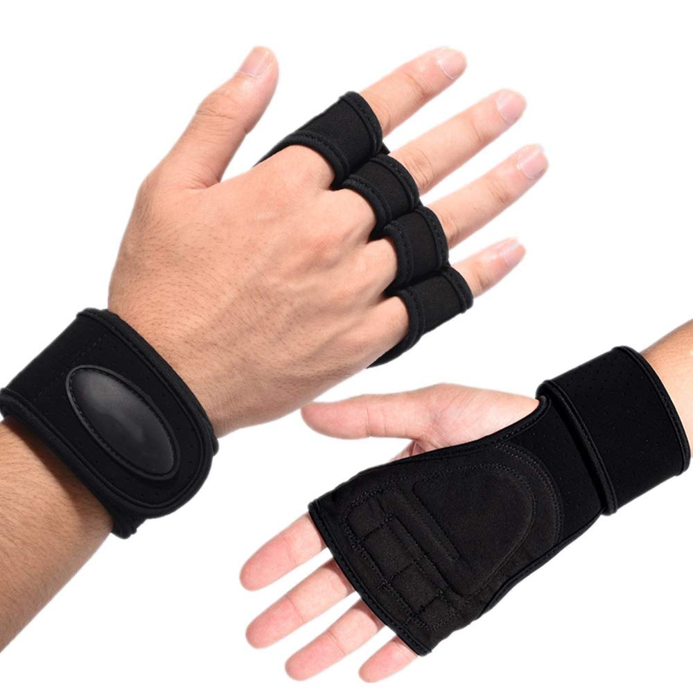 Guanti Antiscivolo per la Palestra Guanti da Palestra, Guanti da Cross Training, Guanti da Sollevamento Pesi Senza Dita(Schwarz,M)