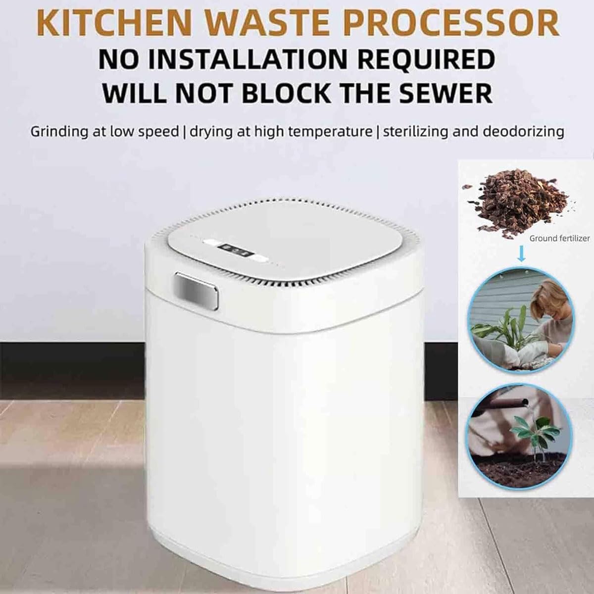 Cubo de compostaje eléctrico, compostador de cocina de 2,5 L con filtro de carbón activado, reciclador automático de residuos de alimentos para compostaje doméstico
