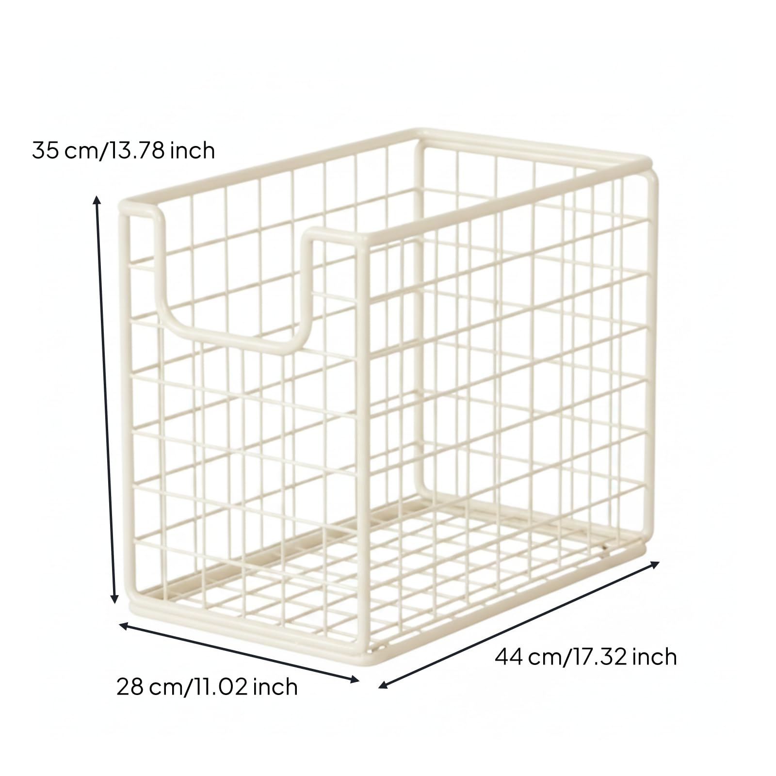 kowaku Carrello Portaverdure da Cucina Carrello Scaffale Organizer Cestino in Rete con Design Rettangolare Apertura Superiore Fondo Piatto Pareti a Griglia, Bianco, Senza Ruote