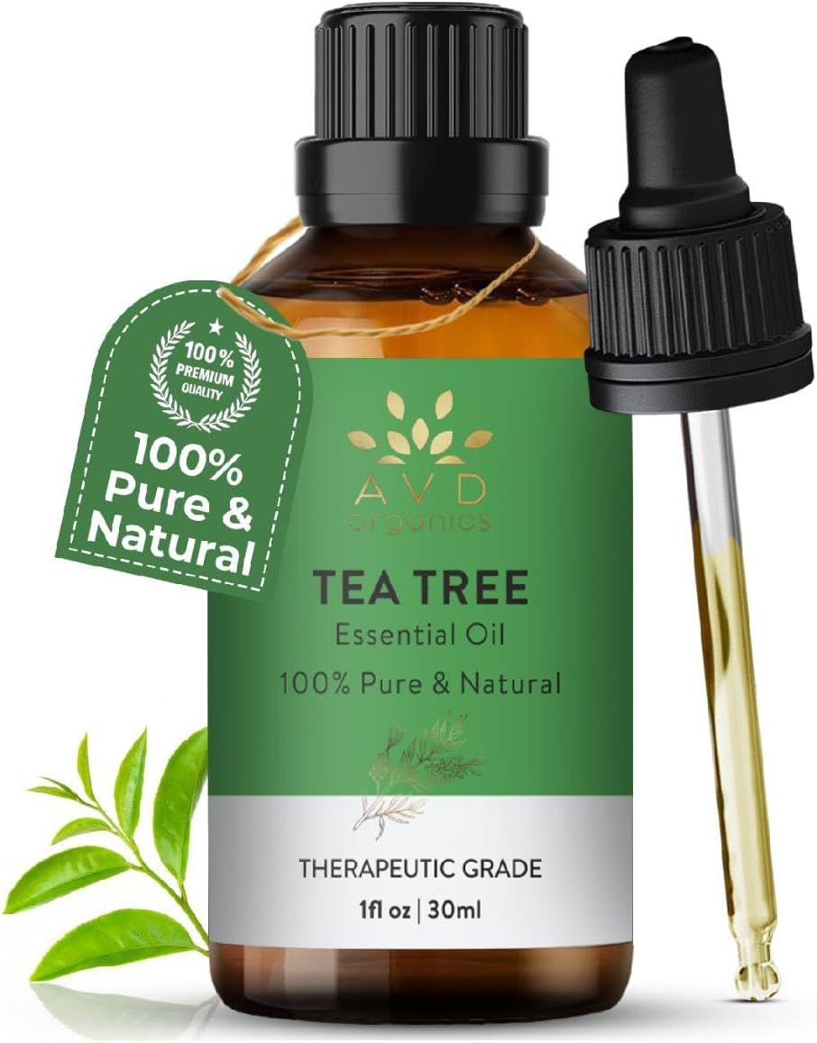 AVD Organics Tea Tree Essential Oil 30ml – 100% Pure & Natural Tea Tree Oil for Skin, Hair, Scalp & Aromatherapy | Therapeutic Grade Essential Oil for Relaxation & Wellness | 1 fl oz