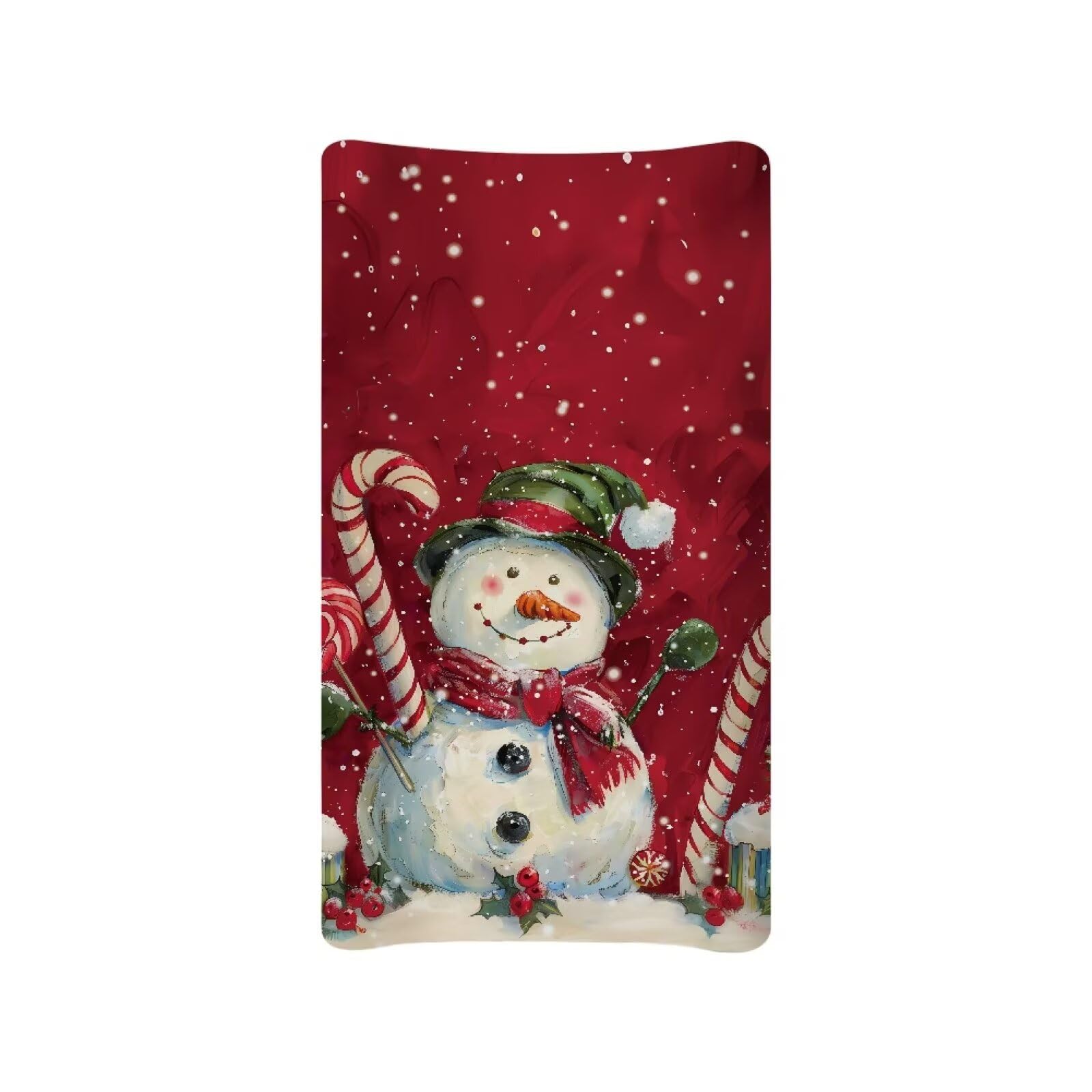 Guosanchn Christmas Changing Pad Cover for Boys Girls, Snowman Changing Pad Covers Red Comfy 32''x16'' Changing Table Cover Breathable Diaper Changing Pad Cover