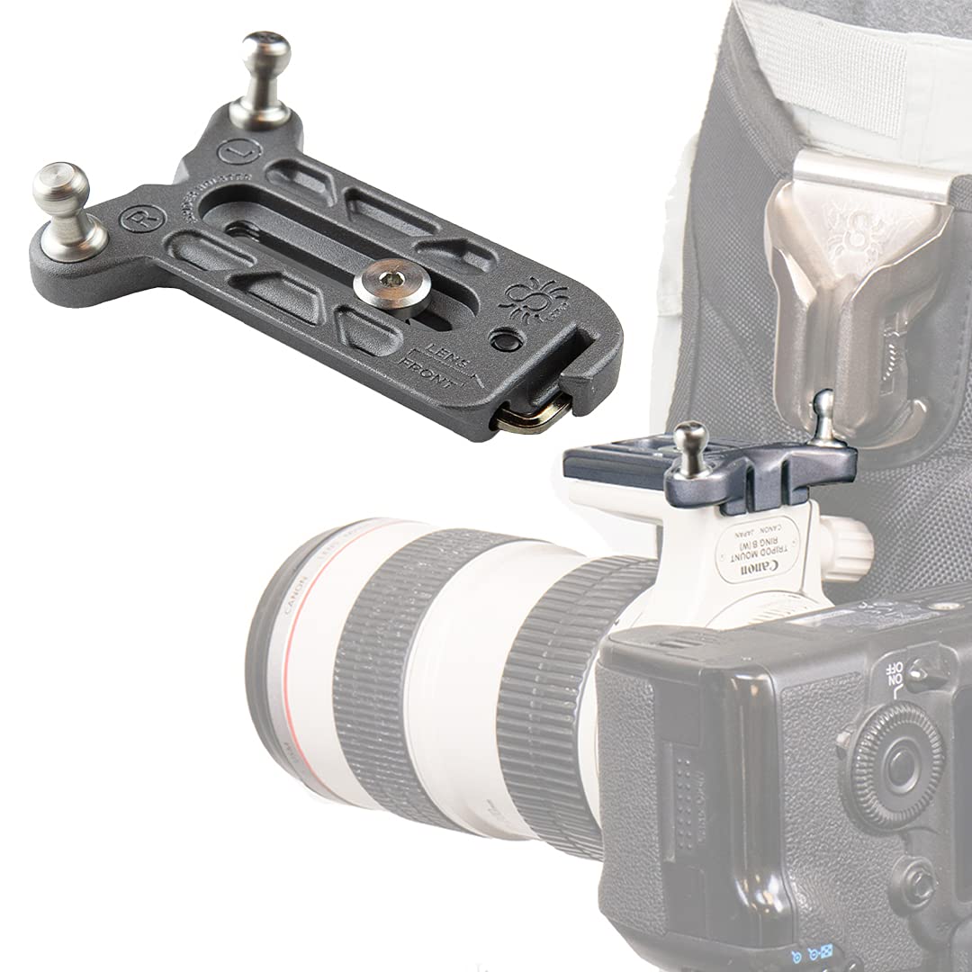SpiderPro Lens Collar Plate V2 for Any Spider Camera Holster System Featuring Left and Right Side Spider Anti-Twist Camera Pins – Attaches Securely to Lens Collar Mount