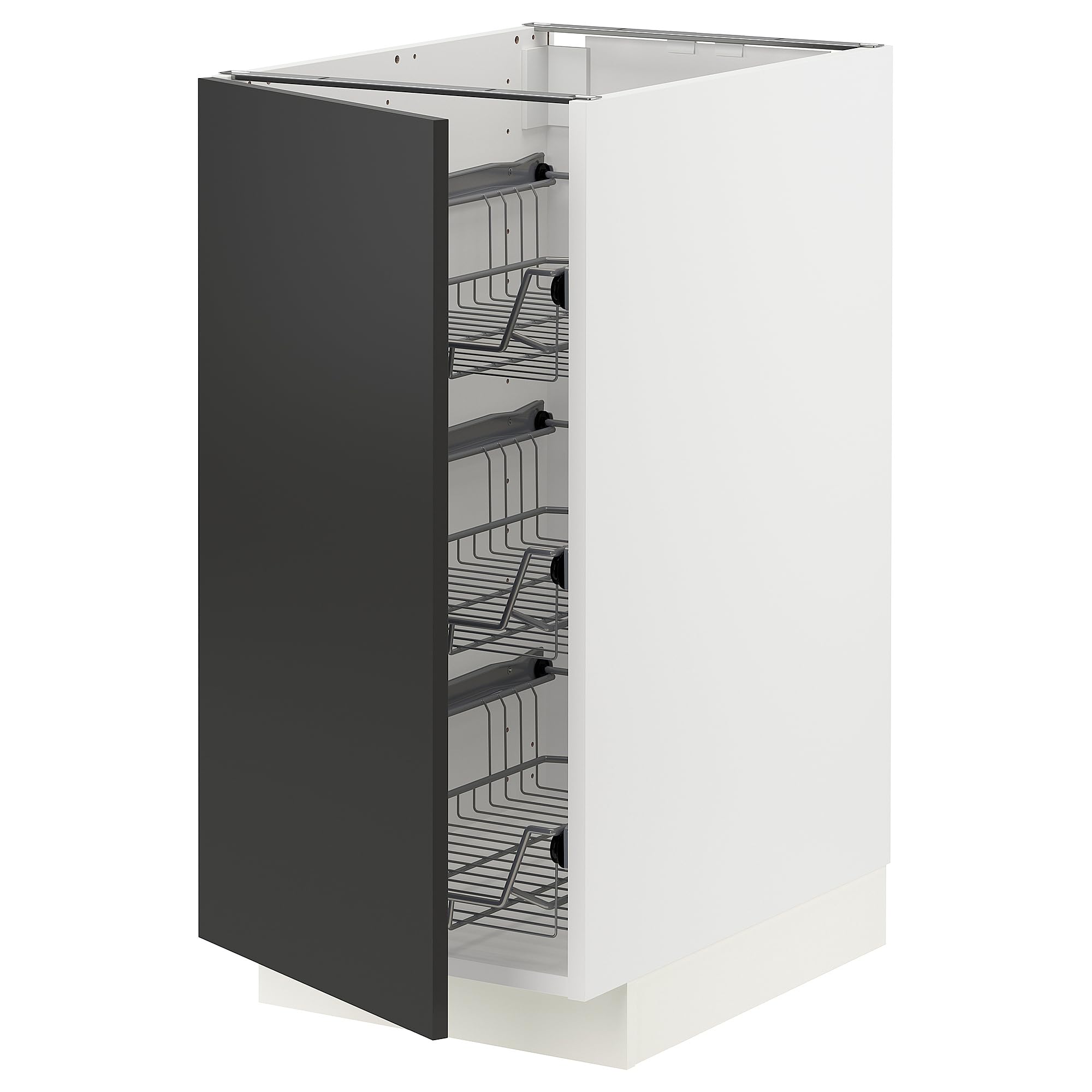Meuble bas METOD avec paniers métalliques blanc et anthracite mat Nickebo 40x60cm