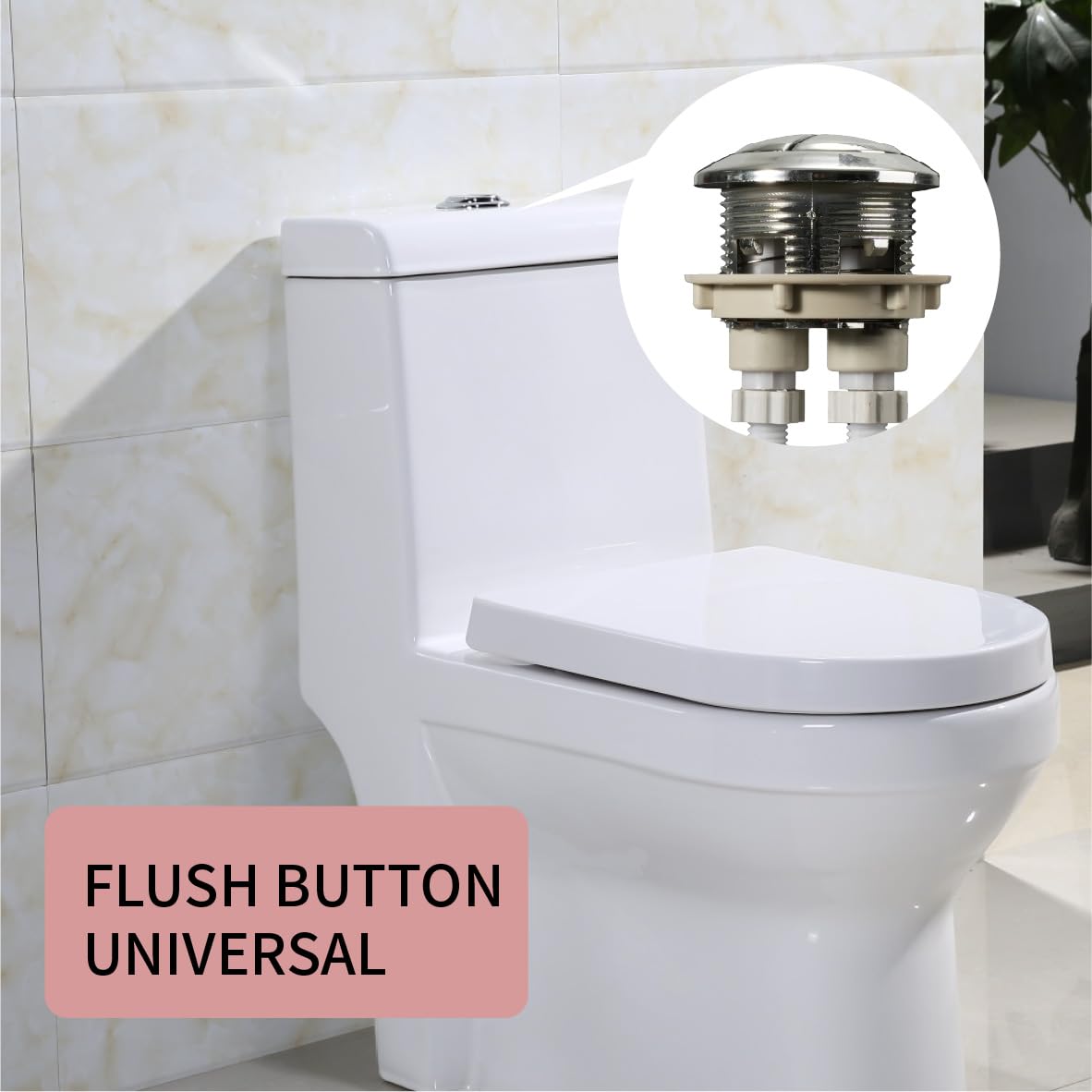 Pulsante Universale per Scarico WC 40 mm, Pulsante di Scarico per Doppio Scarico, Pulsante per Tanica Acqua con Diametro da 37-44 mm, Pulsante per Serbatoio per Bagno