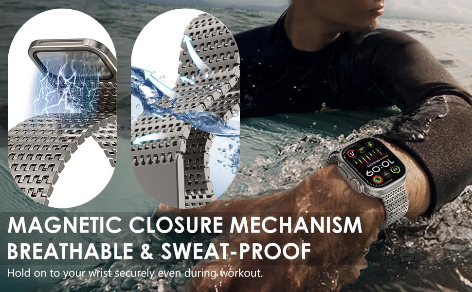 WINGLE Magnetic Mesh Loop for Apple Watch Band Ultra 3/2/1 Band 49mm 46mm 45mm 44mm 42mm 40mm 41mm 38mm Men Women, Stainless Steel Adjustable Metal Strap for iWatch Series 11 10 9 8 7 6 5 4 3 2 1 SE - Image 8