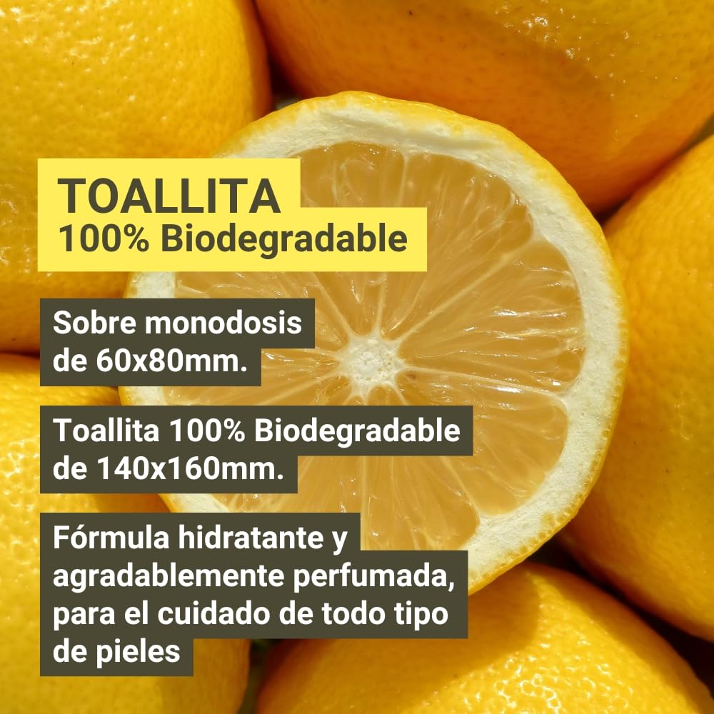 GPQ - Toallitas de Limón para las Manos | 500 Und. | Frescas, húmedas y de celulosa 100% Biodegradable | Sin Parabenos | Bares, Restaurantes, Catering, Barbacoas, etc... | Fabricado en España