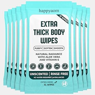 XL Shower Body Wipes (10 Packs) - 100 Ultra Thick Aloe Vera Wipes for Women, Men & Elderly - Adult Bathing, Rinse-Free, Disposable Washcloths
