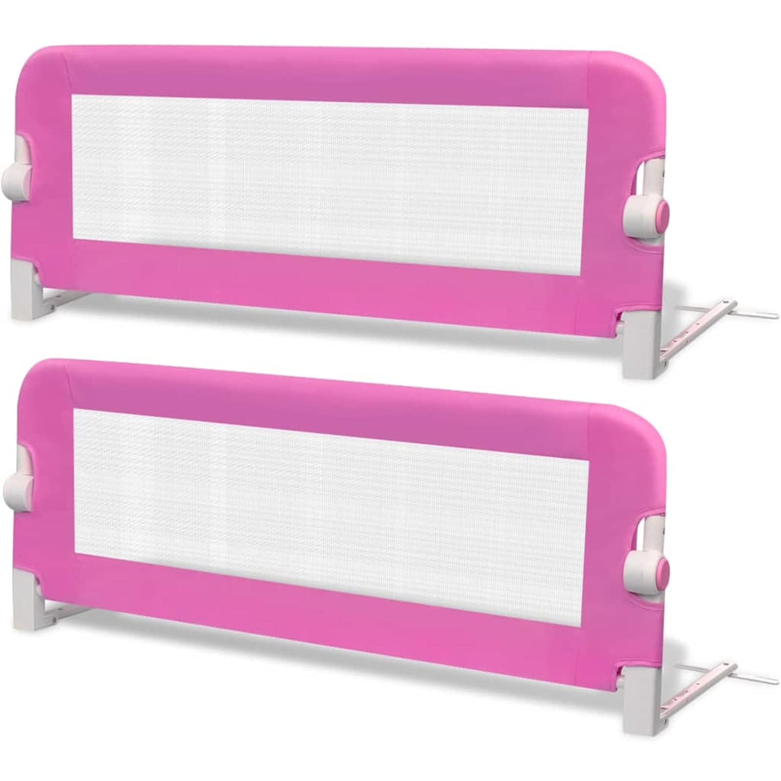 Gecheer 2 uds Barandilla de Seguridad Cama de Niño Protección de Seguridad Barrera para Cama Rosa 102x42 cm,Barrera Protectora para Cama de Bebé Portátil Barandilla Cama Plegable