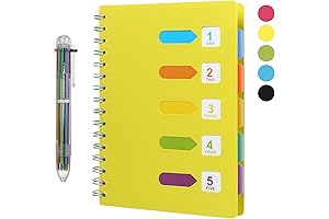 Kesoto 5 Subject Spiral Notebook, With Divider Tabs