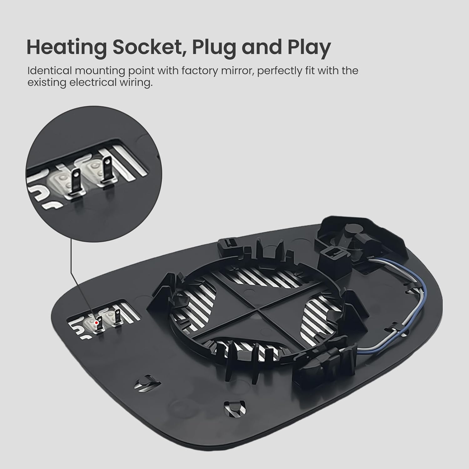 Driver Side Mirror Glass with Blind Spot and Heat Compatible with 2017-2025 Chrysler Pacifica and 2020-2025 Voyager, Left Side Heated Mirror Replacement