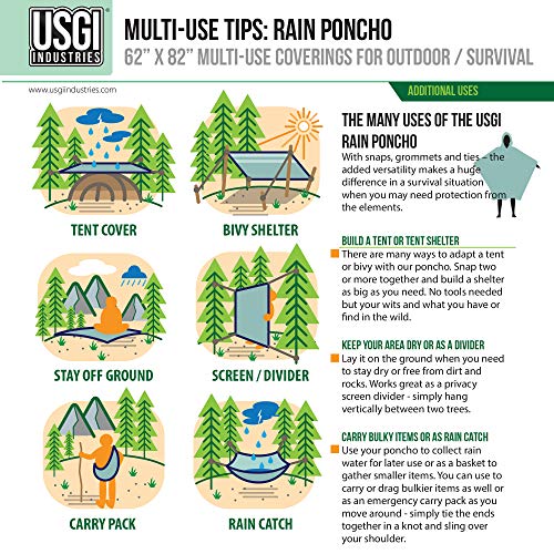 USGI Industries Military Spec Poncho Emergency Tent Shelter Multi Use Rip Stop Camo Survival Rain Poncho (2-Pack OCP Multicam Gear) - Thumbnail 3