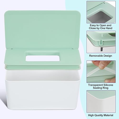 Miniatura 2 de Paquete de 54 toallitas de franela para bebé, toallitas reutilizables para bebé con dispensador de toallitas verdes mejoradas, toallitas de tela