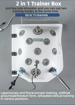 Laparoscopic Suture Practice Kit Trainer Box Simulator Laparoscopy Trainer Box, Laparoscopic Simulator Trainer Kit With 0°/30°Endoscope, 4 Instruments 10 Training Modules