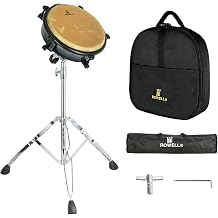 ROWELL 11.75 Inch Travel Conga Drum with Stand Compact Congas for Travel | Thailand Rubberwood Shell, Natural Cowhide Drumhead, HighStrength Carbon Steel Hoop For Even Drumhead Securing & Stable Tone