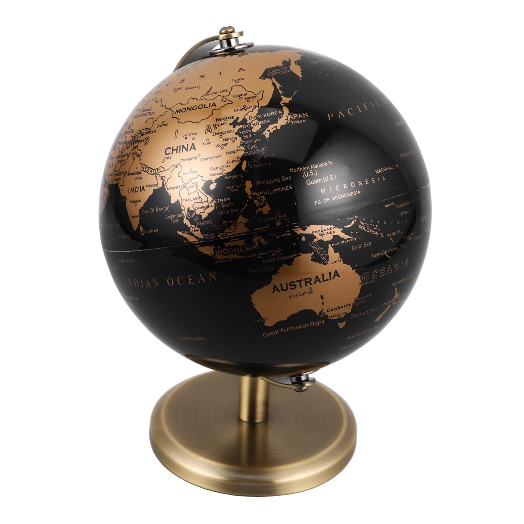 Gatuida Mappamondo Decorativo da Scrivania in Metallo Oro Base Rotante, Stile Vintage Europeo Elegante per Ufficio e Decorazione della Casa