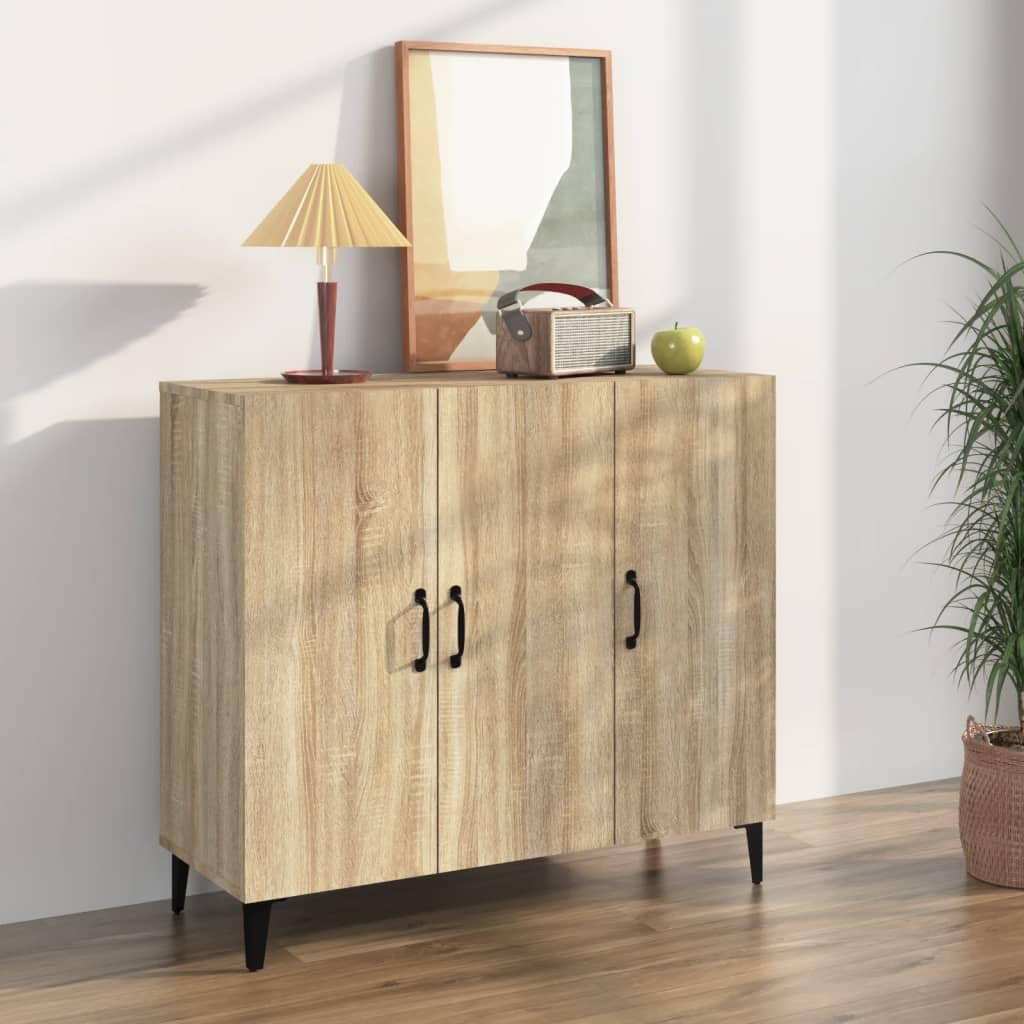 vidaXL Aparador Armario Auxiliar Alacena Mesa Consola Entrada Pasillo Vestíbulo Recibidor Mueble de Madera Contrachapada Roble Sonoma 90x34x80 cm