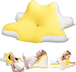 Almofada cervical para alívio da dor no pescoço, travesseiro de espuma viscoelástica de contorno para dormir, travesseiro ergonômico de suporte de pescoço para dormir de estômago nas costas,