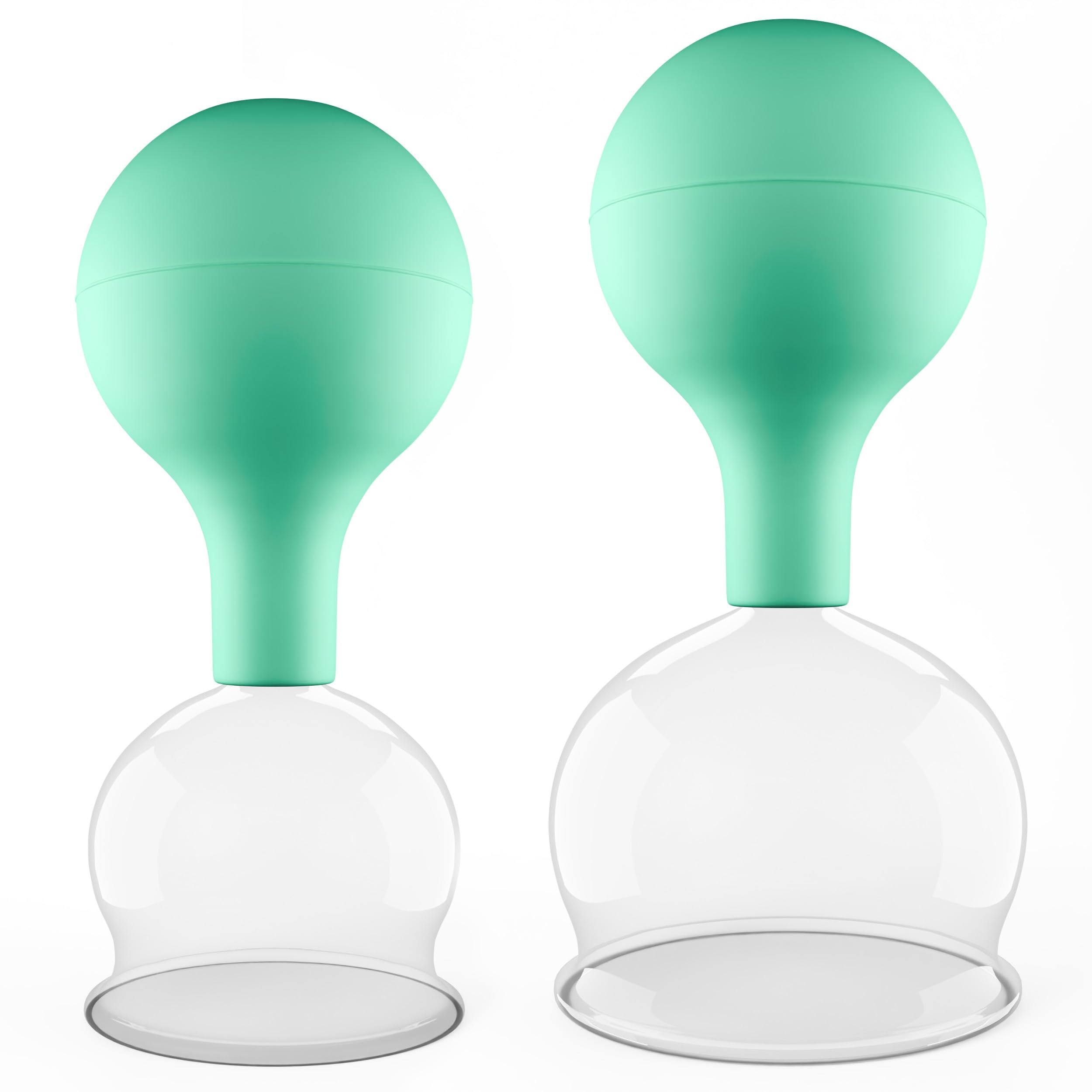 Pulox Schröpfgläser Set aus Echtglas mit Saugball – 52mm & 62mm – Grüne Cupping-Gläser