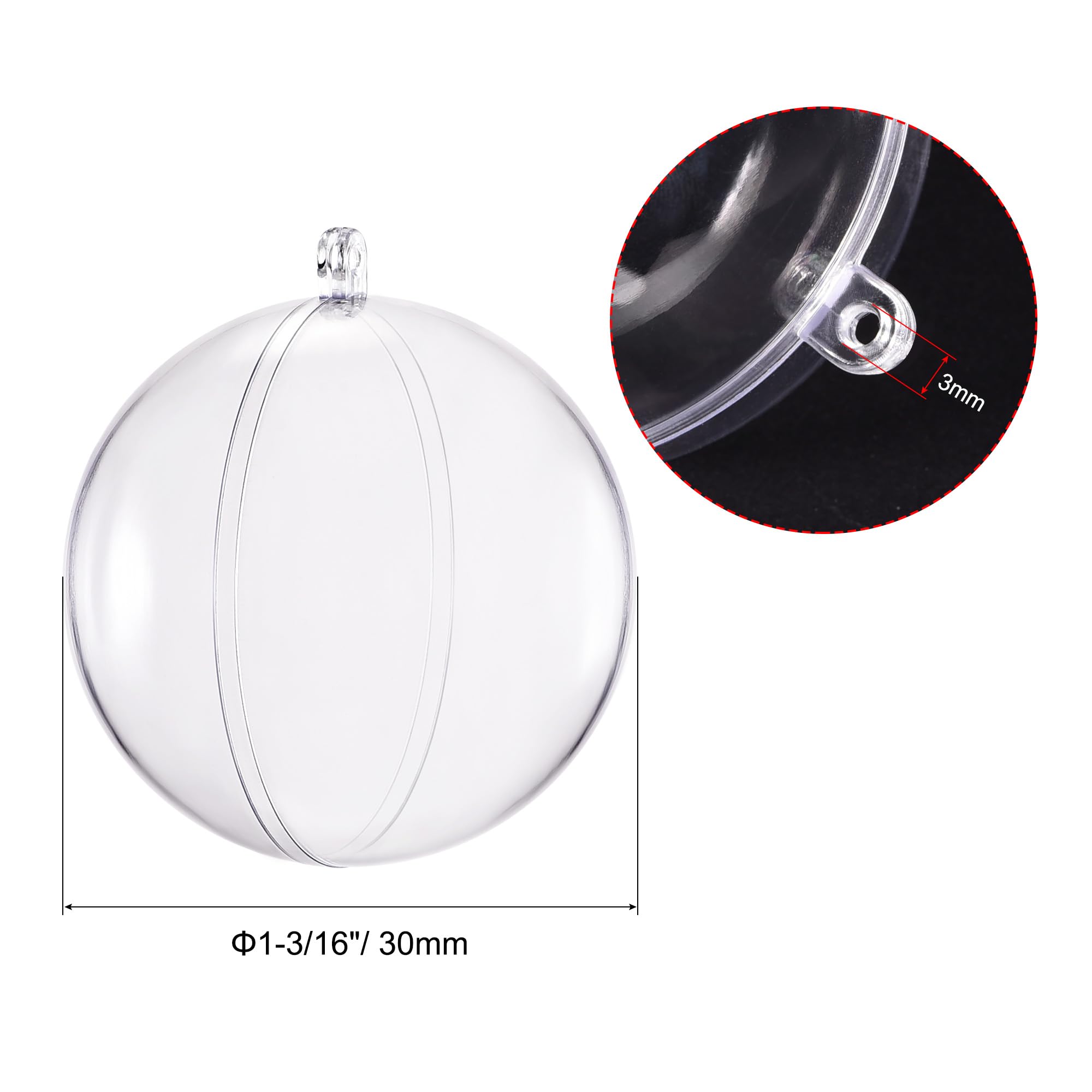 Amazon | 装飾用ボール、直径30mm、透明プラスチック製、6個入り