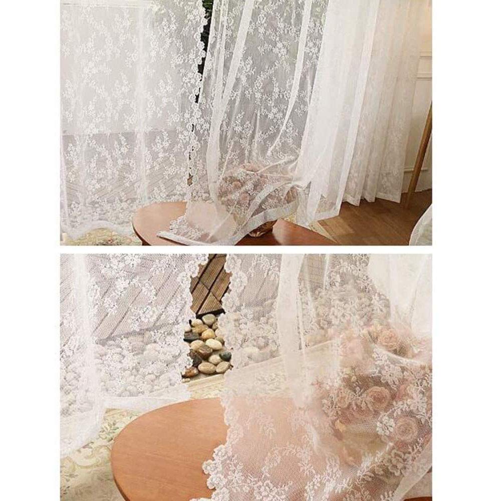 Amazon｜白 レース カーテン,セーリング 刺繍 田園 シアーカーテン