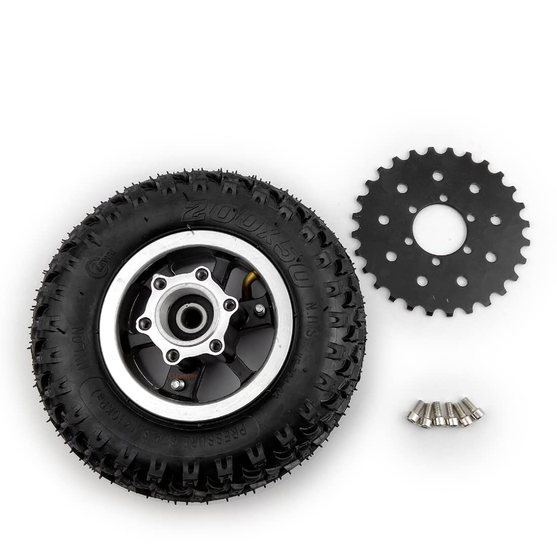 8 Inch Scooter Inflated Wheel with 28 Teeth Chain Sprocket Compatible with Bicycle Chain 8x2 Wheel for Electric Cart Motor Kit