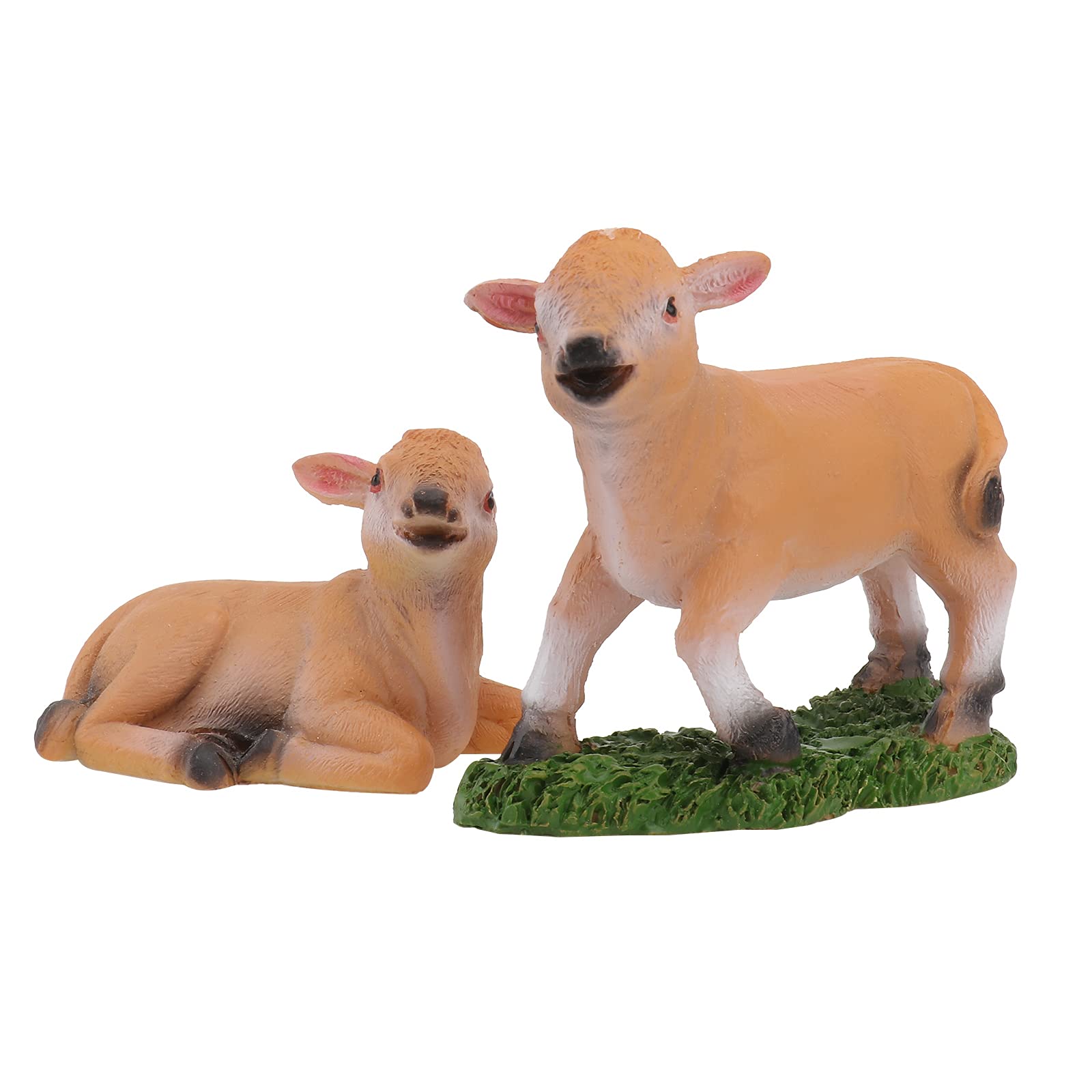 Simulation Scalper Decoration Steak Shop Meichen Resin Crafts Animal Model Gardening Bonsai Ornaments 2Pcs (Mini Lying Scalper, Mini Standing Scalper)