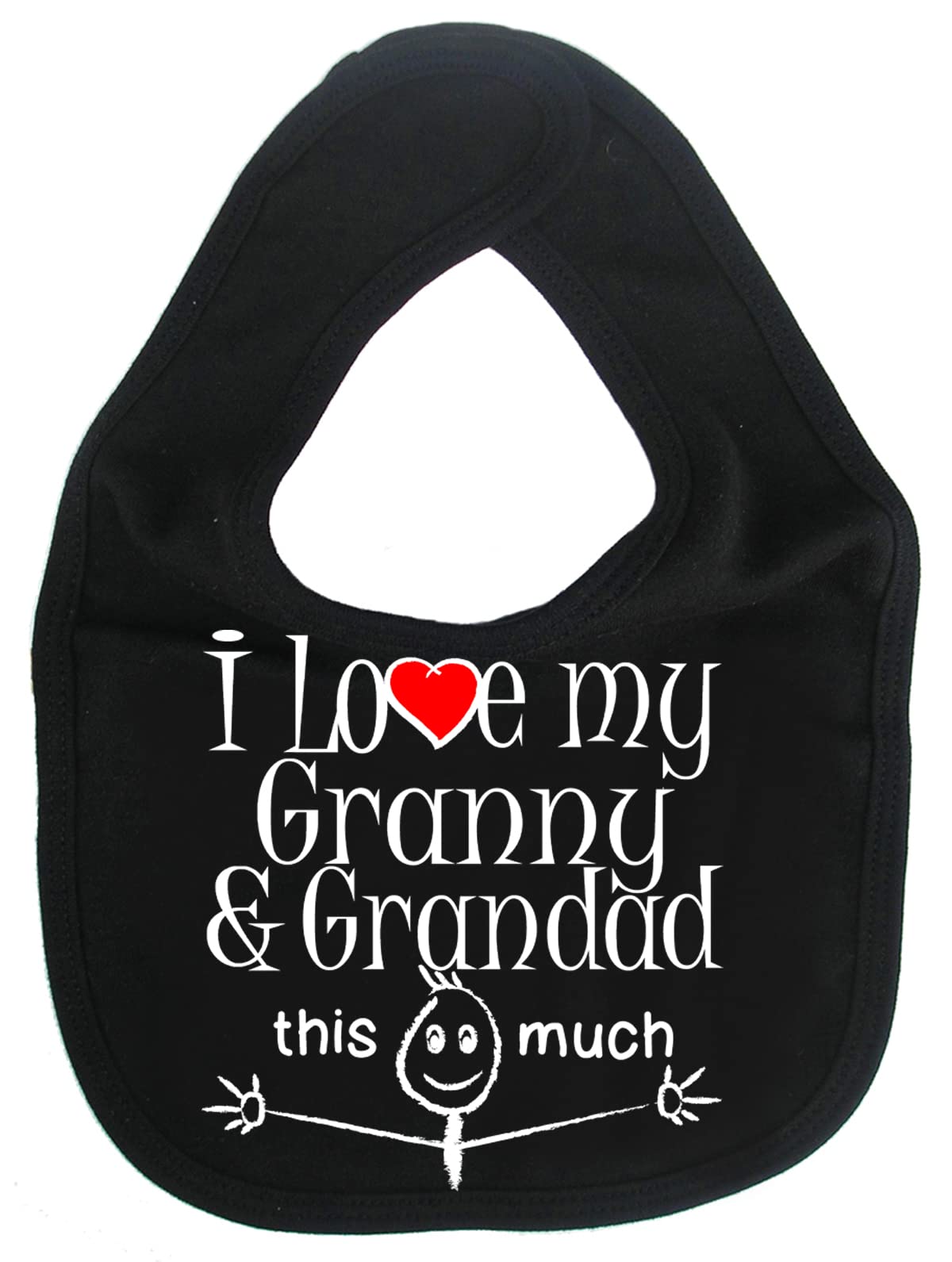 Image is Everything IiE, I Love My Granny & Grandad This Much, Grandson Granddaughter Baby Unisex Soft Cotton Feeding Bib, Black