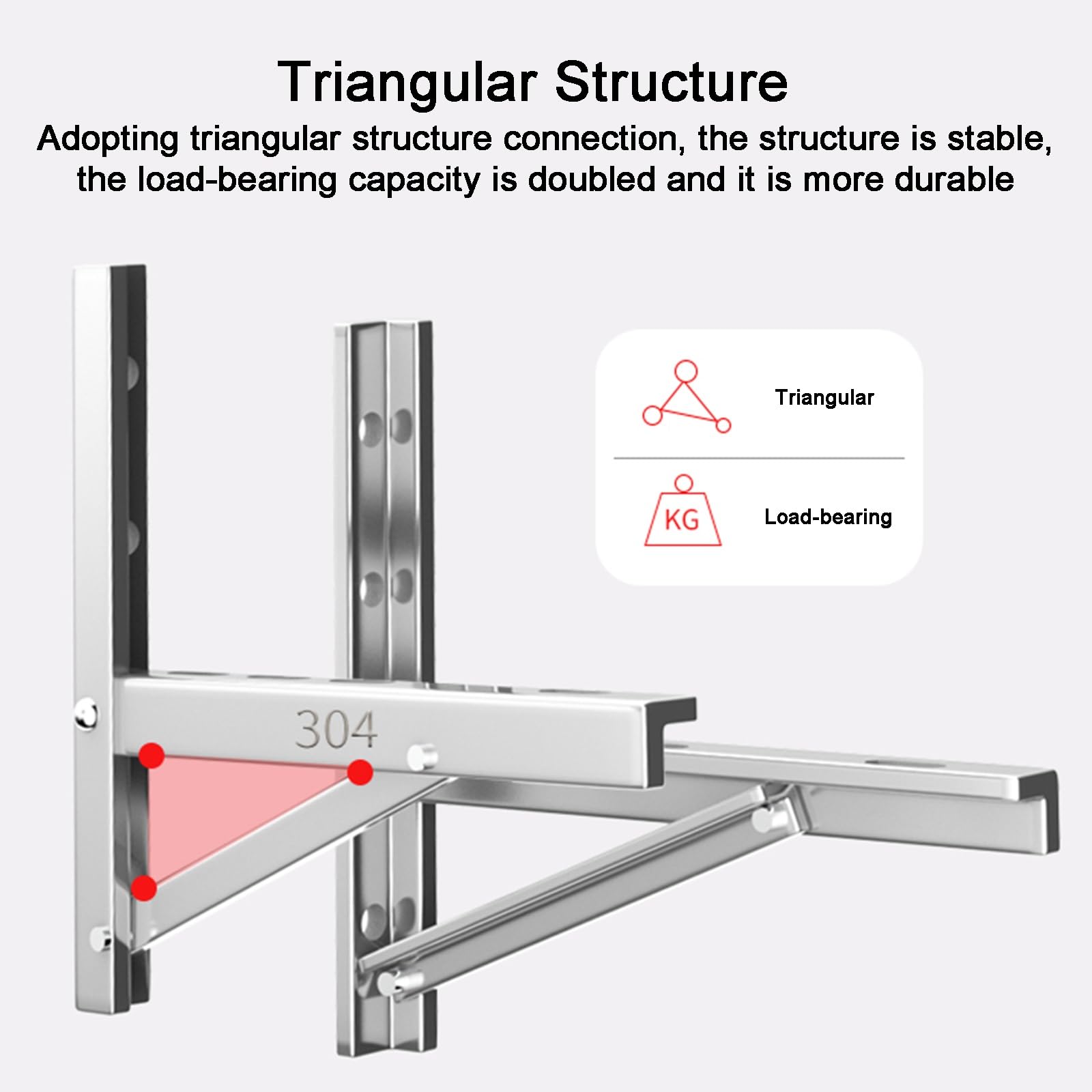 Soporte Aire Acondicionado Exterior, Kit Instalacion Aire Acondicionado, Acero Inoxidable 304, Soporte Universal Plegable, Soporta Hasta 300 Kg(43x46cm/17x18in)