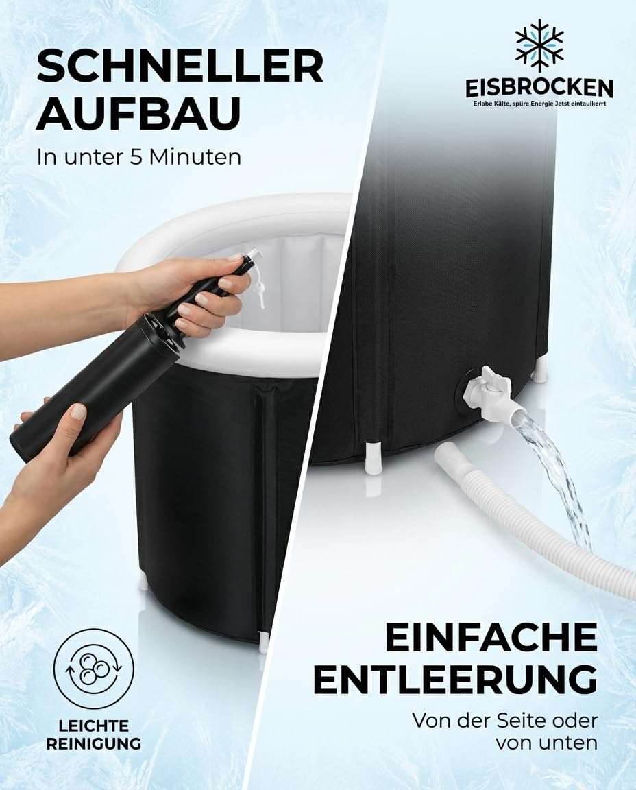 Il bidone originale per il bagno di ghiaccio, pieghevole, diametro 80 cm, con 5 strati di isolamento per sport, rigenerazione e ricreazione, bagno di ghiaccio per interni ed esterni