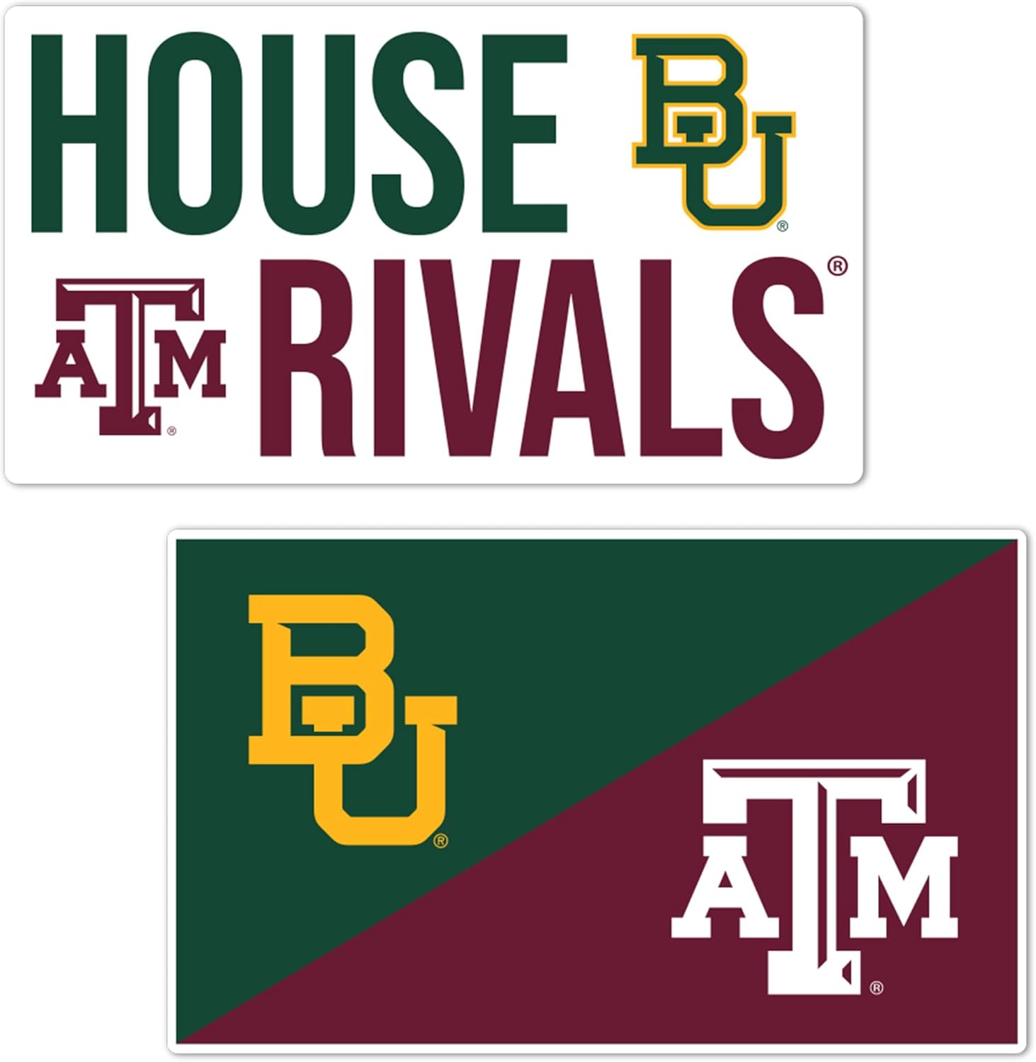 Desert Cactus Baylor University and Texas A&M University Sticker BU Bears TAMU Aggies Vinyl Decal Laptop Bottle Car Scrapbook (House Rival - 4in A)