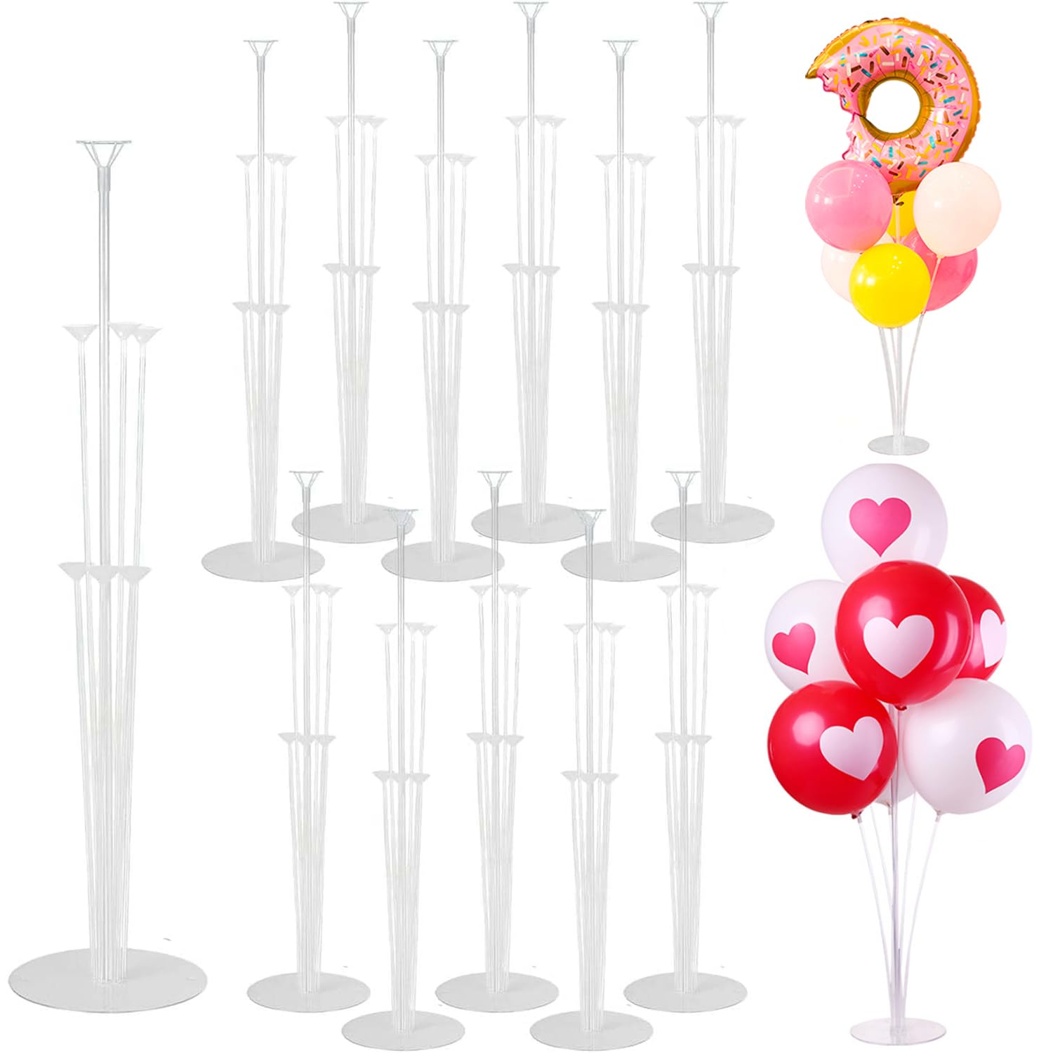 Punklong 12Pack 72cm Balloon Stand, Balloon Sticks and Holders with Base Reusable Balloons Stand for Table which for party table decorations, Anniversary Christmas Party Decoration Supplies