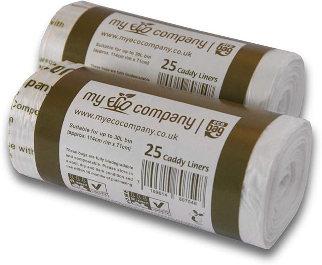 My Eco Company 30L X 50 Compostable Kitchen Food Waste Bin Bags Kerbside Caddy Liners (30 Litre)
