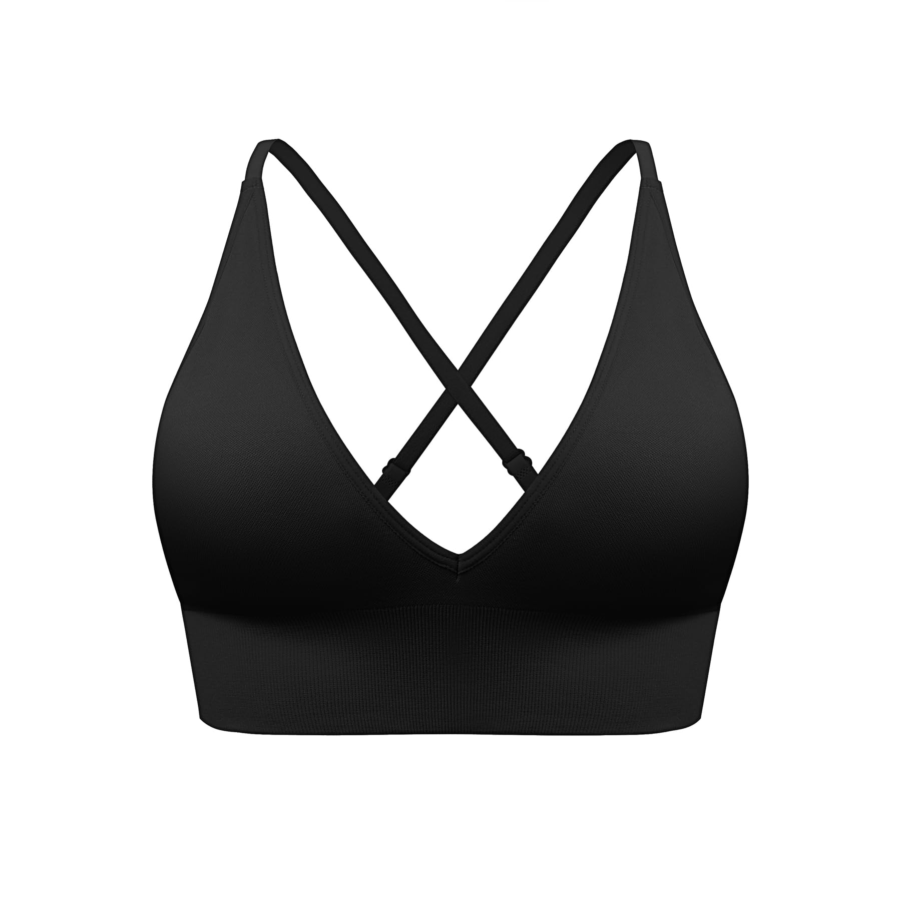 Bralette for Women Removable Padded Sports Strappy Bra Yoga Seamless V Neck Triangle Wireless Longline
