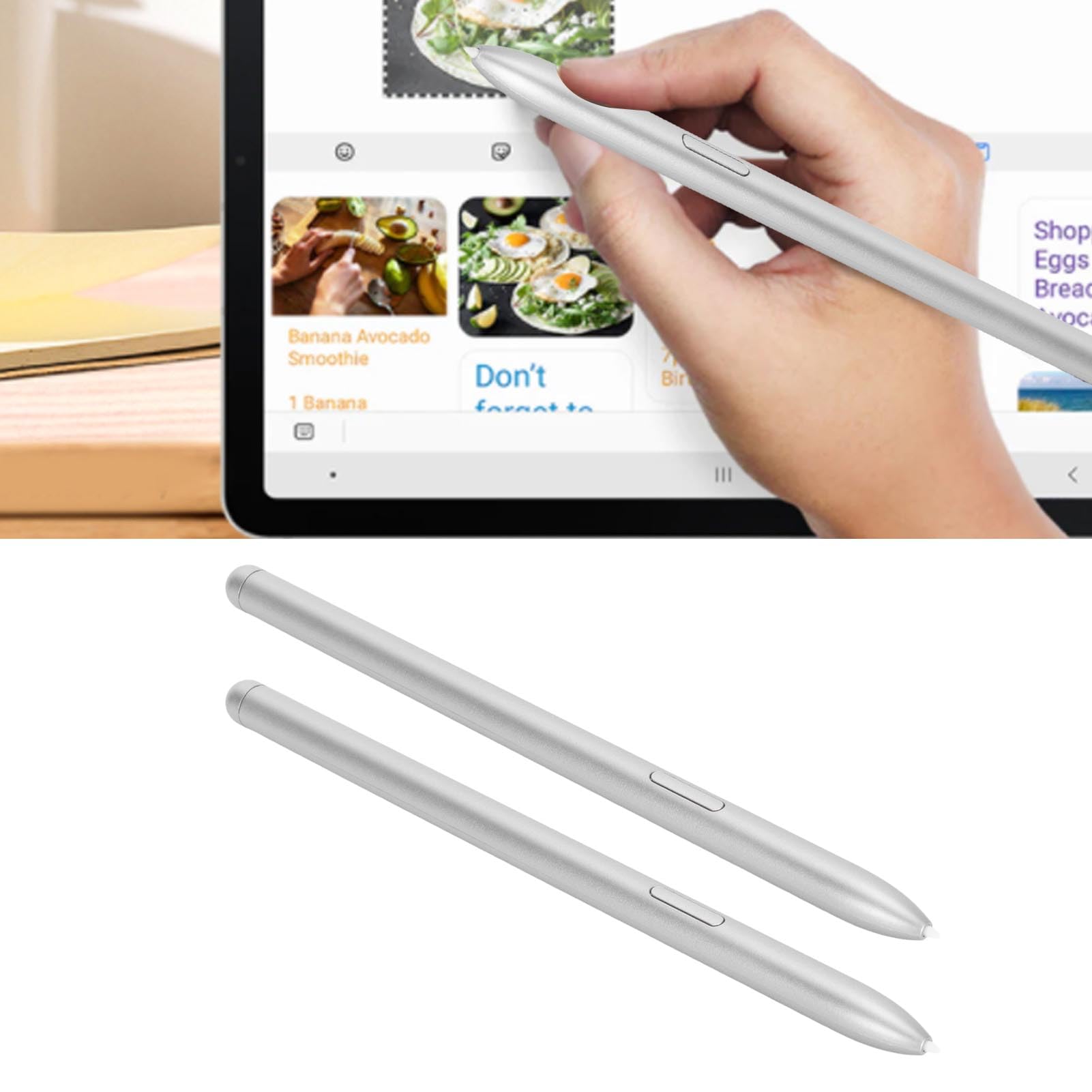 2pcs Tablet Stylus con Magnético, 4096 Niveles de Sensibilidad a la Presión, Control Preciso para Tab S7 FE (Silver)