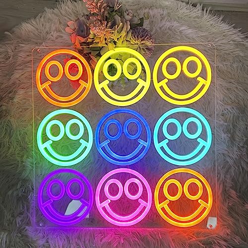Bowtus Custom Smiley Face Neon Sign Wall Light For Home Room Bar Club Shop Party Wedding Art Decor Anime Cartoon Smile Led Night Light, Multi-Color #TOP1