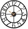 Pytha Sight Wall Clocks for Living Room,Big Modern Decorative Black 33.5cm Metal Arabic Numerals Silent Industrial Wall Clock for Office,Kitchen,Fireplace,Dining Room