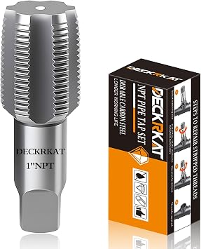 DECKRKAT 1" NPT Pipe Tap, Precision Carbon Steel NPT Tap Set for Clean Accurate Threads, 1" NPT Tap, Perfect for Plumbers Mechanics DIYers, with Durable Plastic Case.
