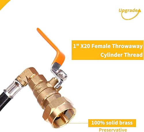 Miniatura 4 de Nueva Manguera Adaptador de Recambio de Propano de 36 Pulgadas con Válvula de Control de EncendidoApagado para Tanque de Gas de Propano de 1 Libra,