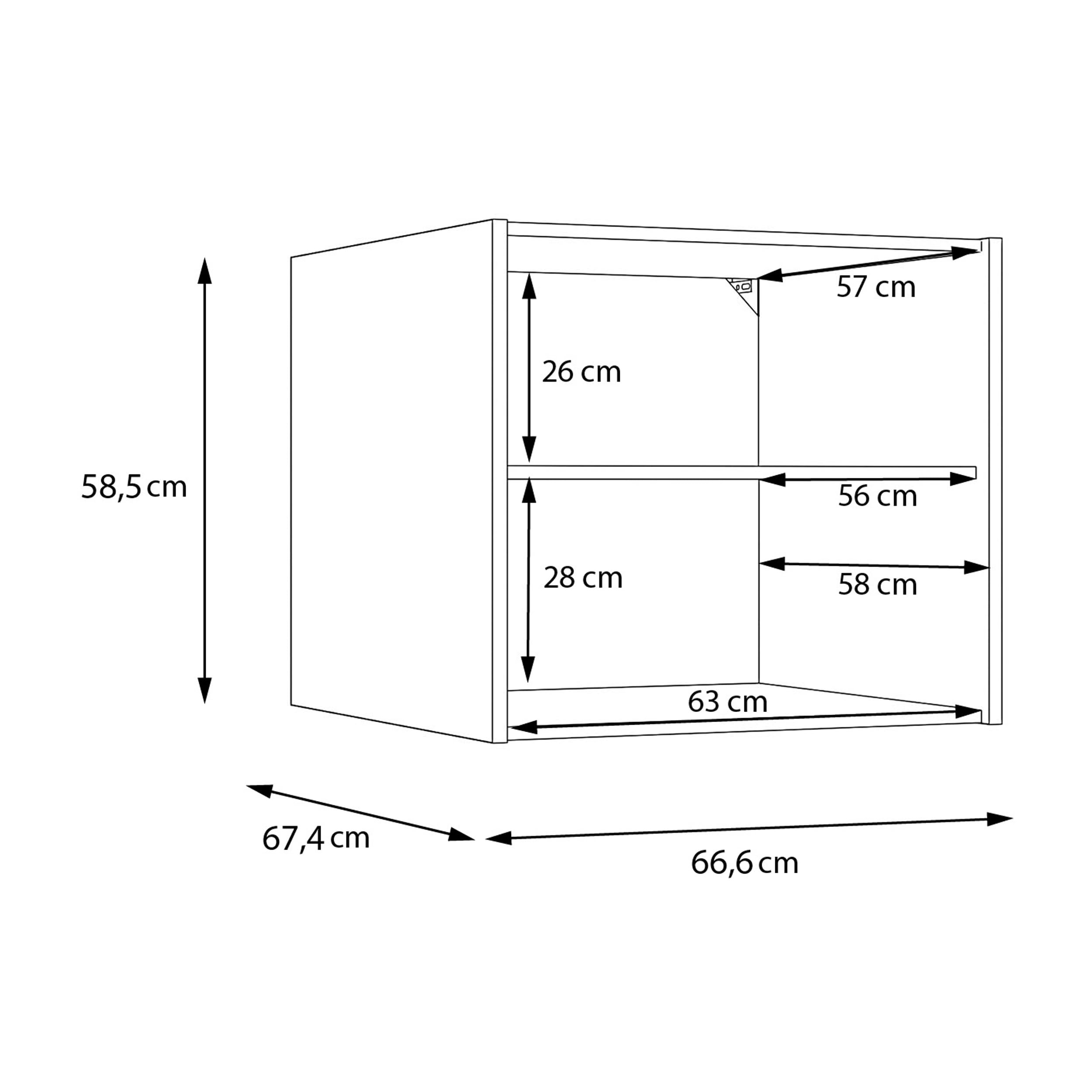 Forte WASHCAB 60 70, moderner Aufsatzschrank, 1-türig, Schrank zur Aufbewahrung von Putz- und Waschutensilien, Holzwerkstoff, Kaschmir Beige, 66 cm breit x 58,5 cm hoch x 67,4 cm tief