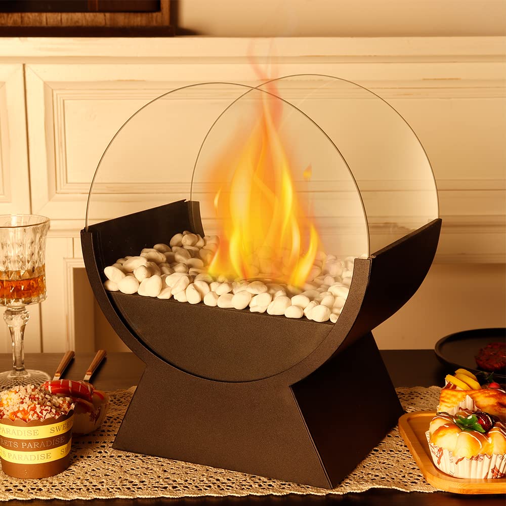 JHY DESIGN Black Round Large Fireplace/Firepit for Outdoor Indoor Parties