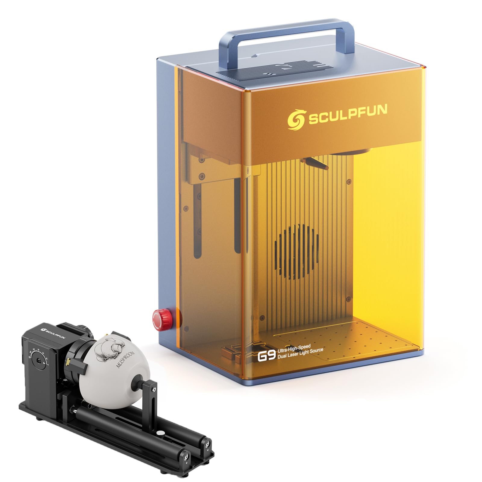 SCULPFUN Macchina per incisione laser G9, con rullo rotante laser RA Pro Max, 2 W a infrarossi e diodo da 10 W, doppia uscita laser, velocità di incisione 5000 mm/s, incisione laser per metallo,